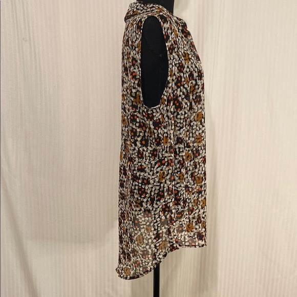 Lane Bryant Sleeveless Blouse Button Down Flowy Abstract Brown Black Size 16 - Picture 7 of 11